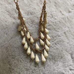 Kate Spade Cascade Ivory Teardrop Gold Tone Statement Necklace